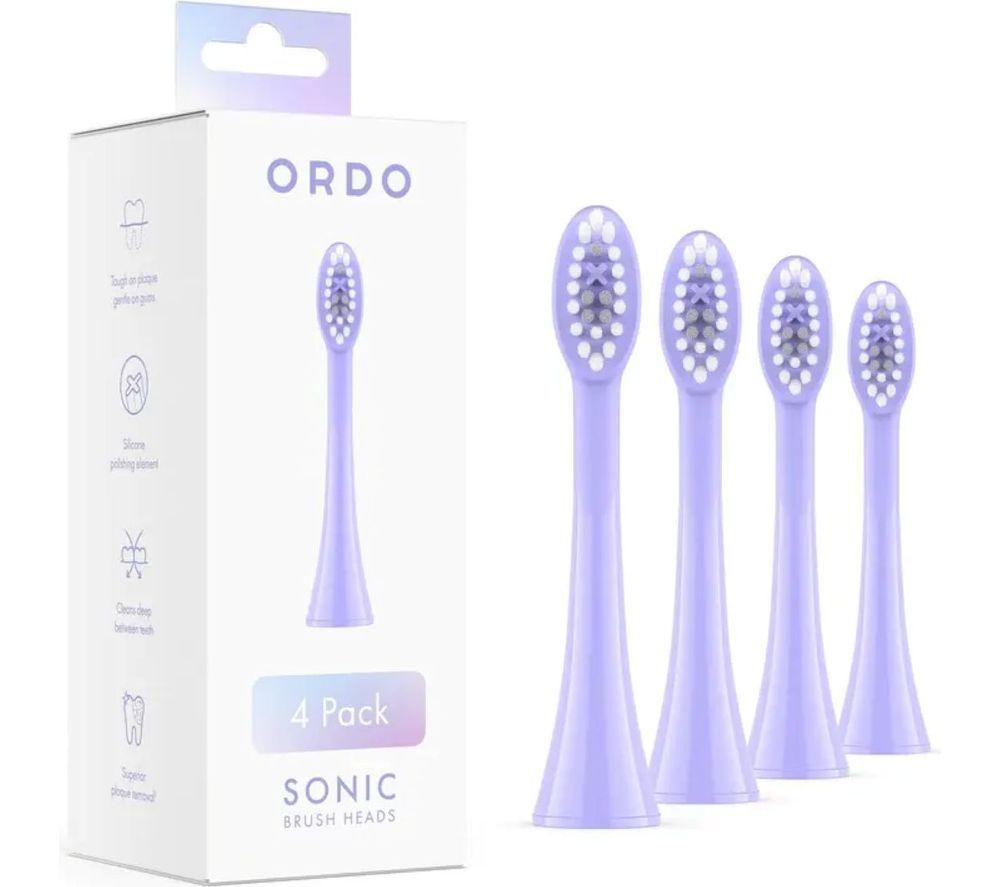 ORDO Sonic+ Replacement Toothbrush Heads - Pack of 4, Pearl Violet