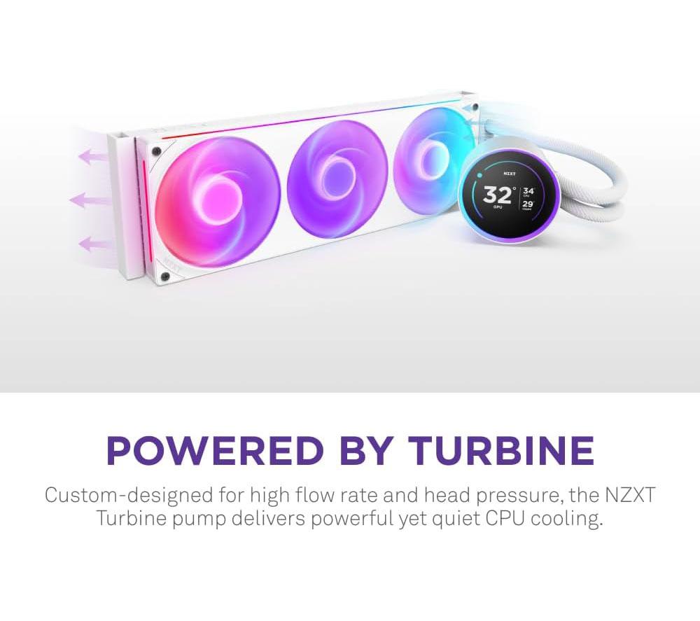 NZXT Kraken Elite 360 RGB 360 mm Liquid CPU Cooler - RGB LED, White image number 6 of 8