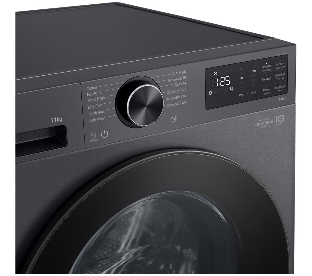 LG Series 5 AI Direct Drive F4X5011TBB 11 kg 1400 Spin Washing Machine - Graphite image number 11 of 16
