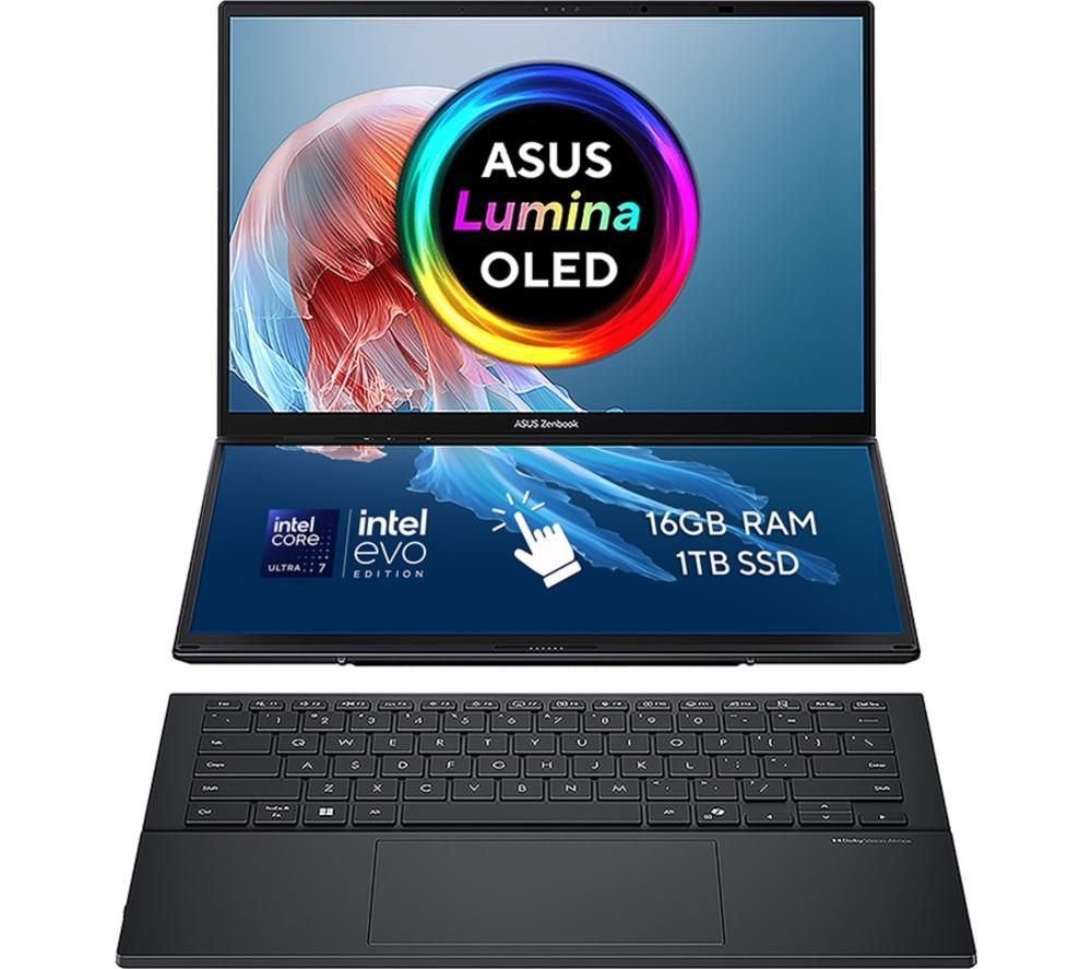 Asus Zenbook Duo 14" 2 In 1 Laptop - Intel®Core Ultra 7, 1 Tb Ssd, Grey, Silver/Grey