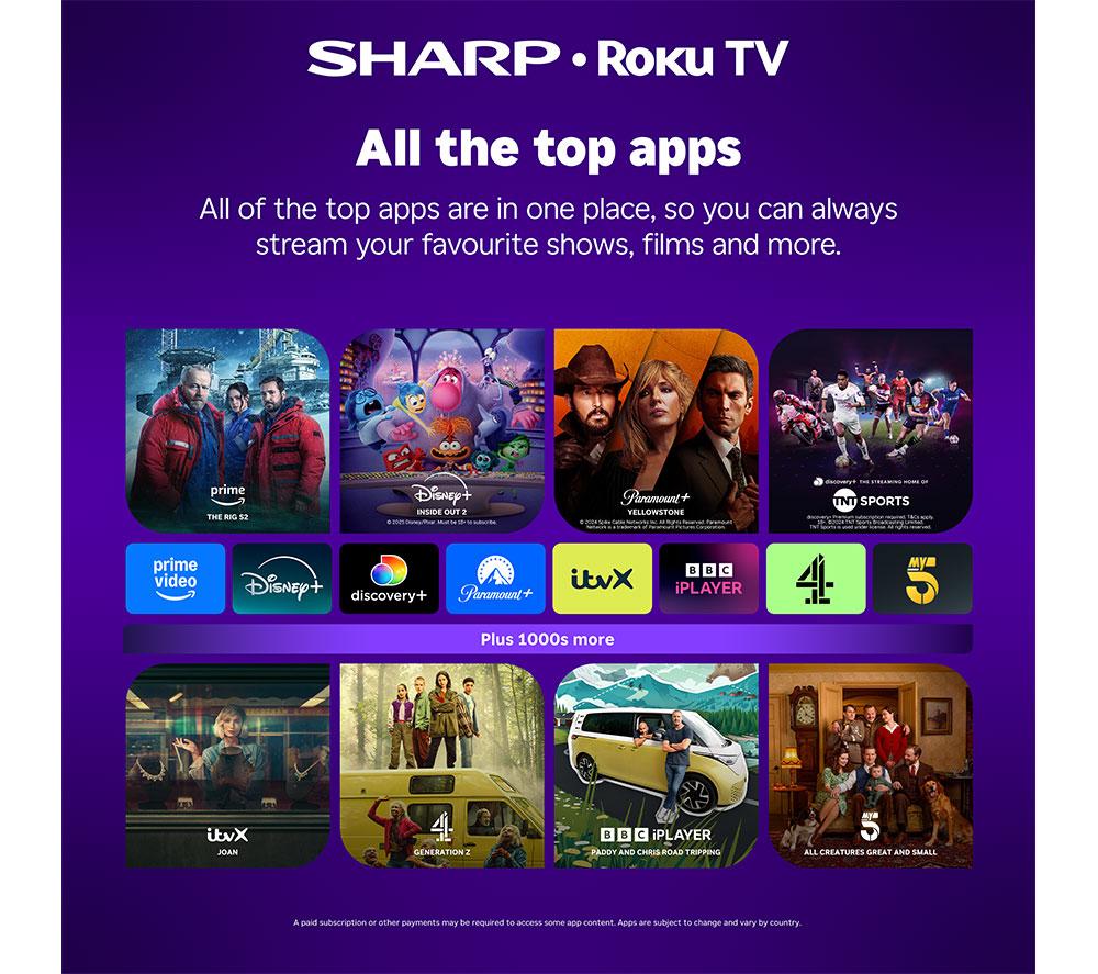 SHARP 1T-C32HD2725KB Roku TV 32" Smart HD Ready HDR LED TV image number 5 of 15