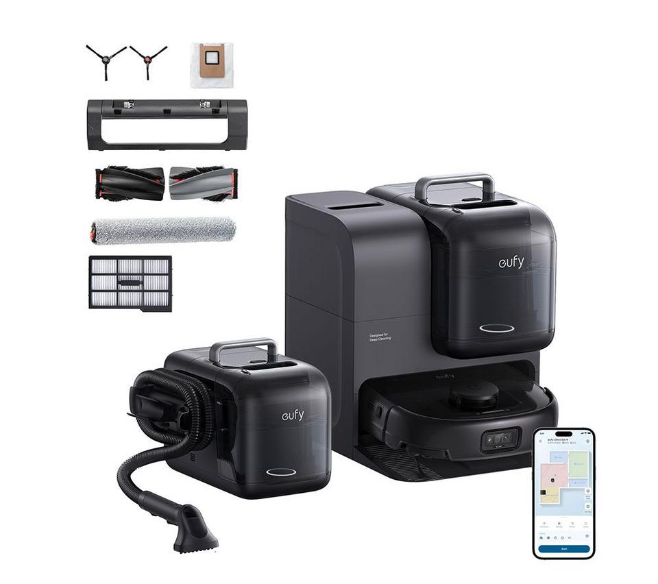 EUFY Omni E28 Robot Vacuum & Mop with All-in-One Station & Portable Deep Cleaner - Black
