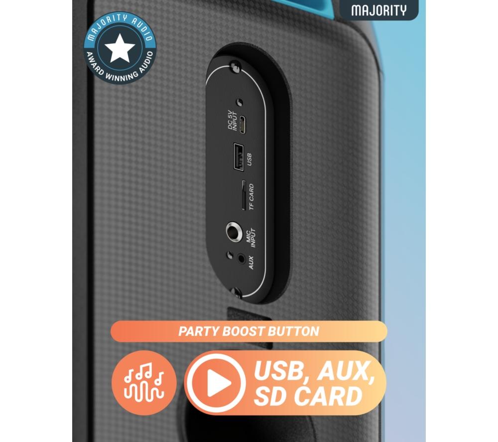 MAJORITY Pulse 2 Portable Bluetooth Megasound Party Speaker - Black image number 6 of 7
