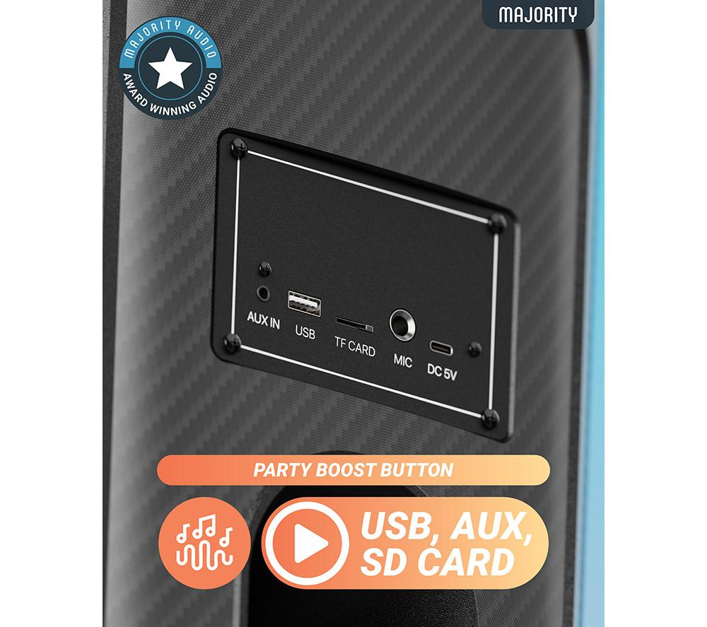 MAJORITY Pulse 3 Portable Bluetooth Megasound Party Speaker - Black image number 6 of 7