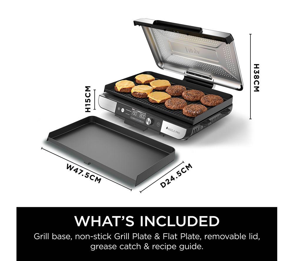 NINJA Sizzle Pro XL GX101UK Indoor Grill & Flat Plate - Black & Silver image number 2 of 13