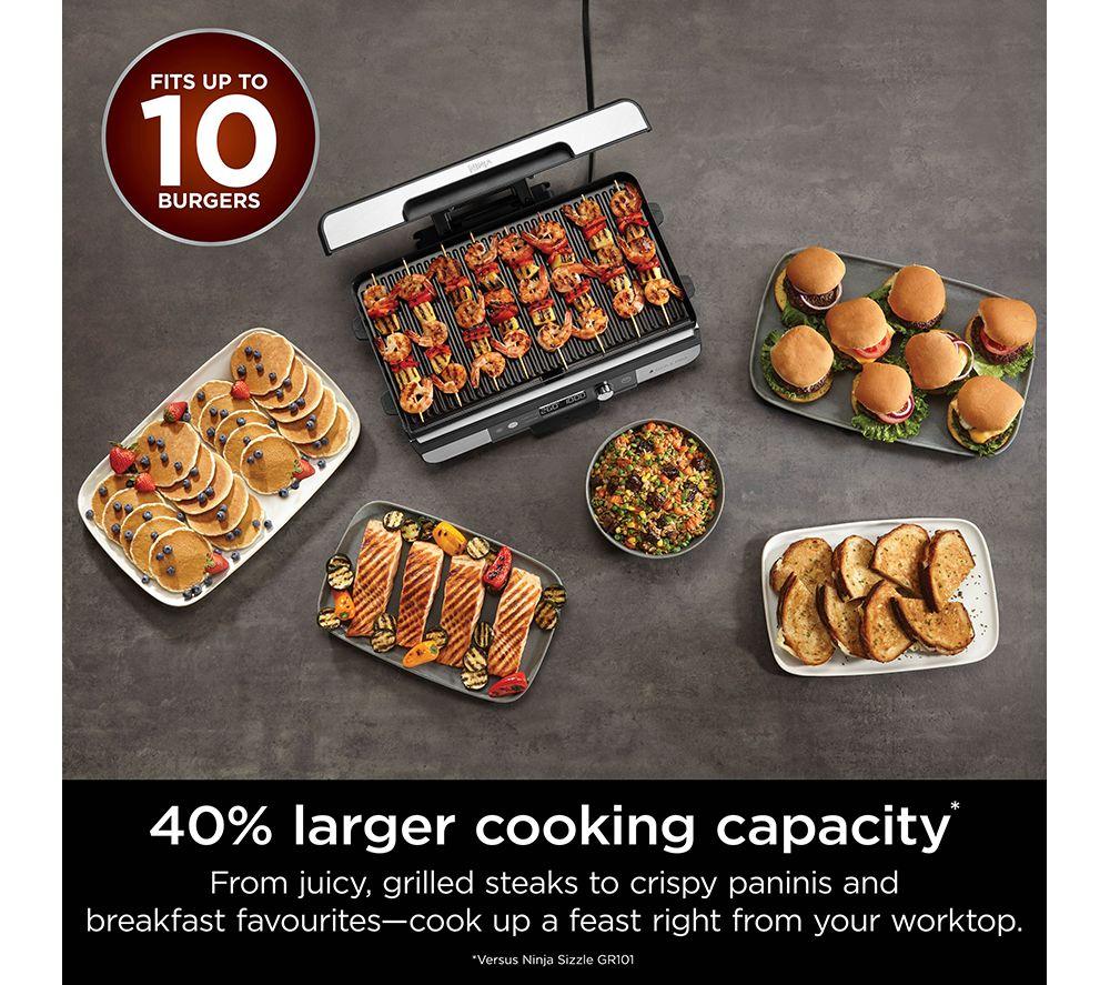 NINJA Sizzle Pro XL GX101UK Indoor Grill & Flat Plate - Black & Silver image number 3 of 13