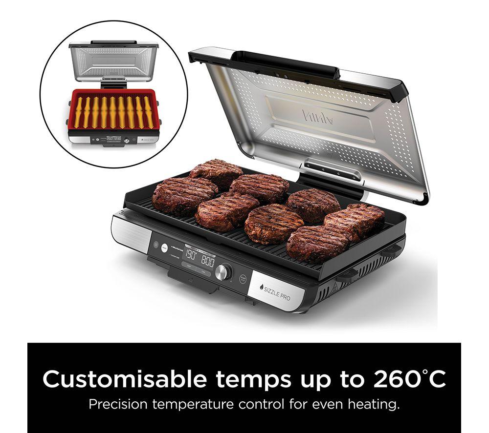 NINJA Sizzle Pro XL GX101UK Indoor Grill & Flat Plate - Black & Silver image number 5 of 13