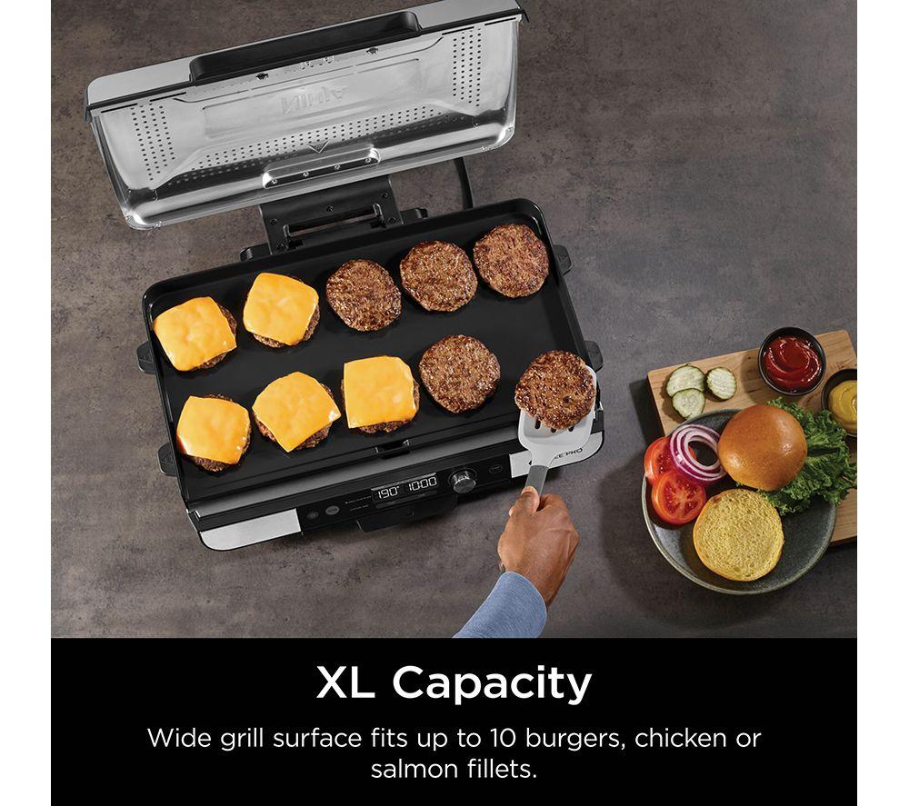 NINJA Sizzle Pro XL GX101UK Indoor Grill & Flat Plate - Black & Silver image number 6 of 13