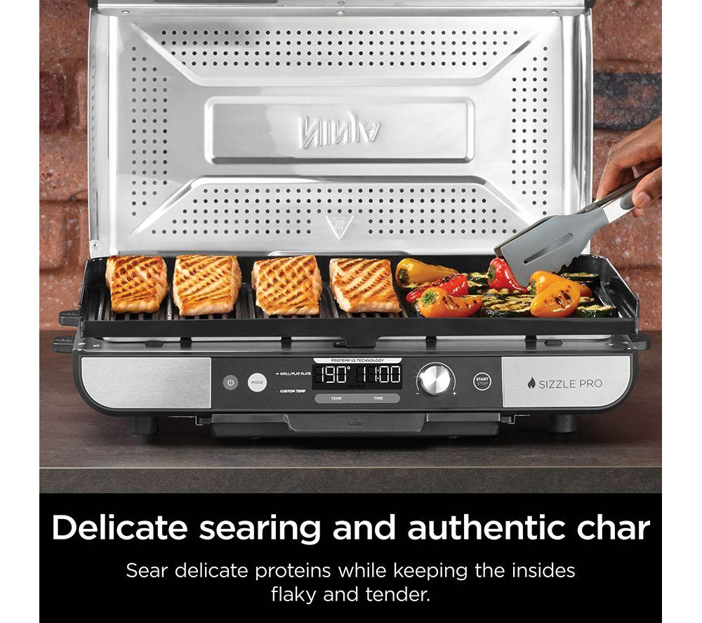 NINJA Sizzle Pro XL GX101UK Indoor Grill & Flat Plate - Black & Silver image number 8 of 13