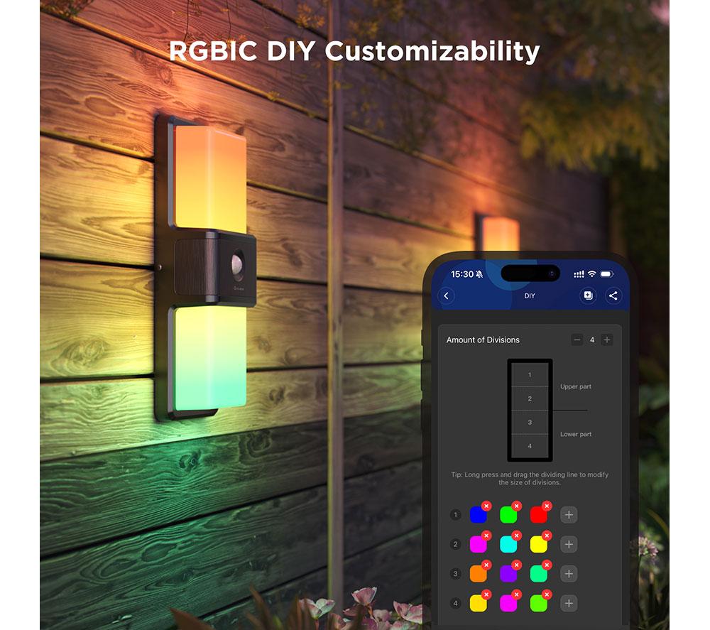 GOVEE H7078 Smart Outdoor Wall Light - Black image number 2 of 10