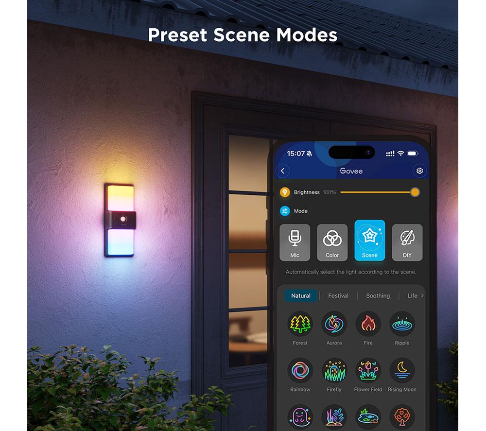 GOVEE H7078 Smart Outdoor Wall Light - Black image number 3 of 10
