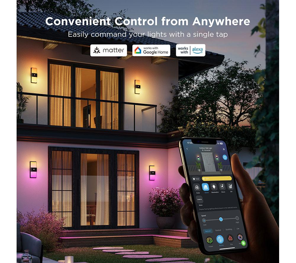 GOVEE H7078 Smart Outdoor Wall Light - Black image number 5 of 10