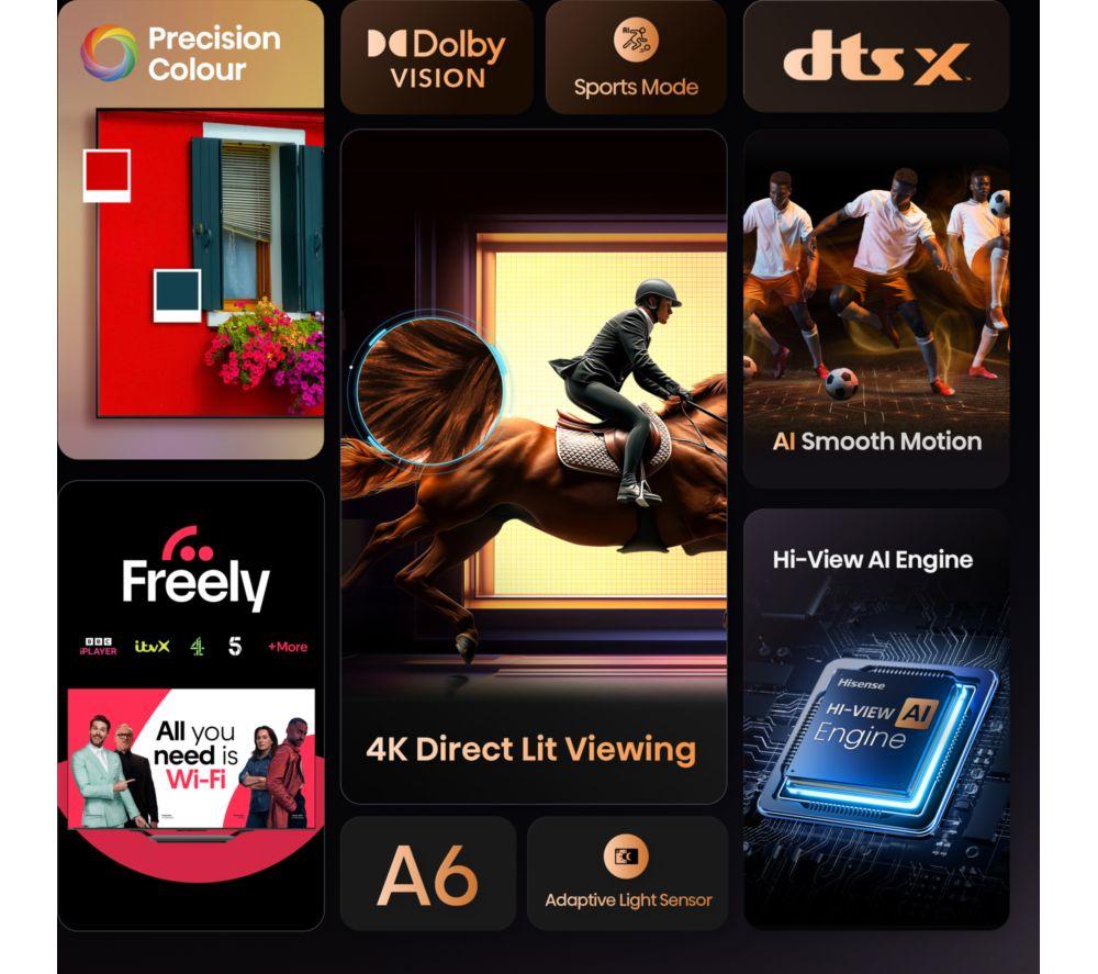 HISENSE A6Q 85" LED 4K HDR Smart TV with Freely - 85A6QTUK image number 3 of 15