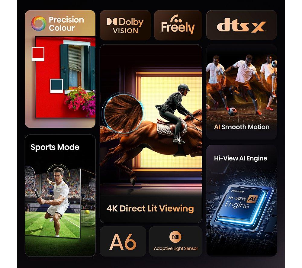HISENSE A6Q 43" LED 4K HDR Smart TV with Freely - 43A6QTUK image number 3 of 15