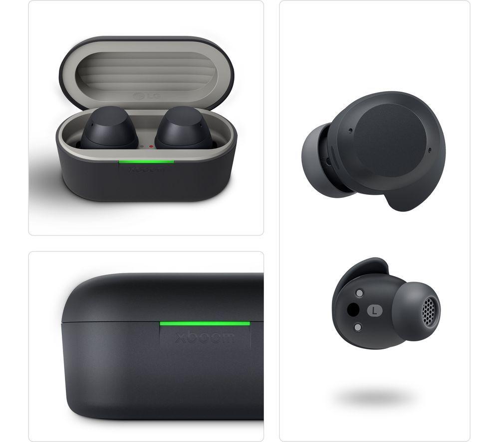 LG xboom Buds Wireless Bluetooth Noise-Cancelling Earbuds - Black image number 2 of 4