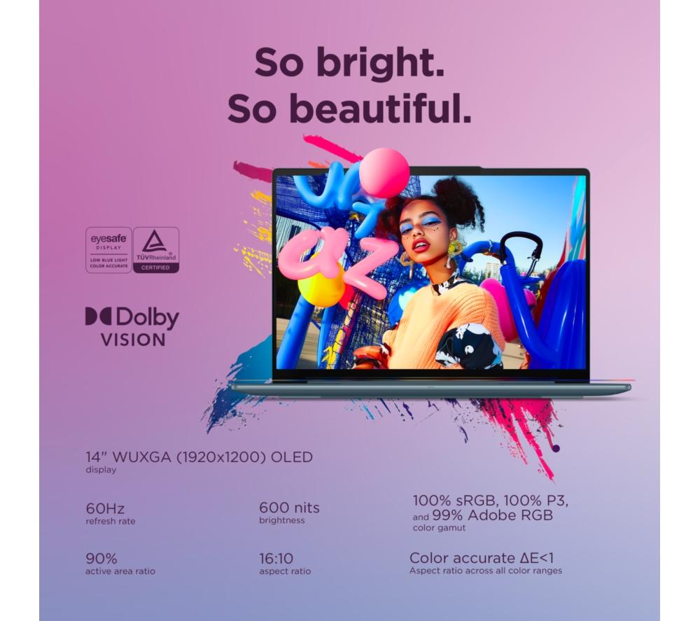 LENOVO Yoga Slim 7 14" Laptop - AMD Ryzen AI 5, 512 GB SSD, Tidal Teal image number 6 of 11