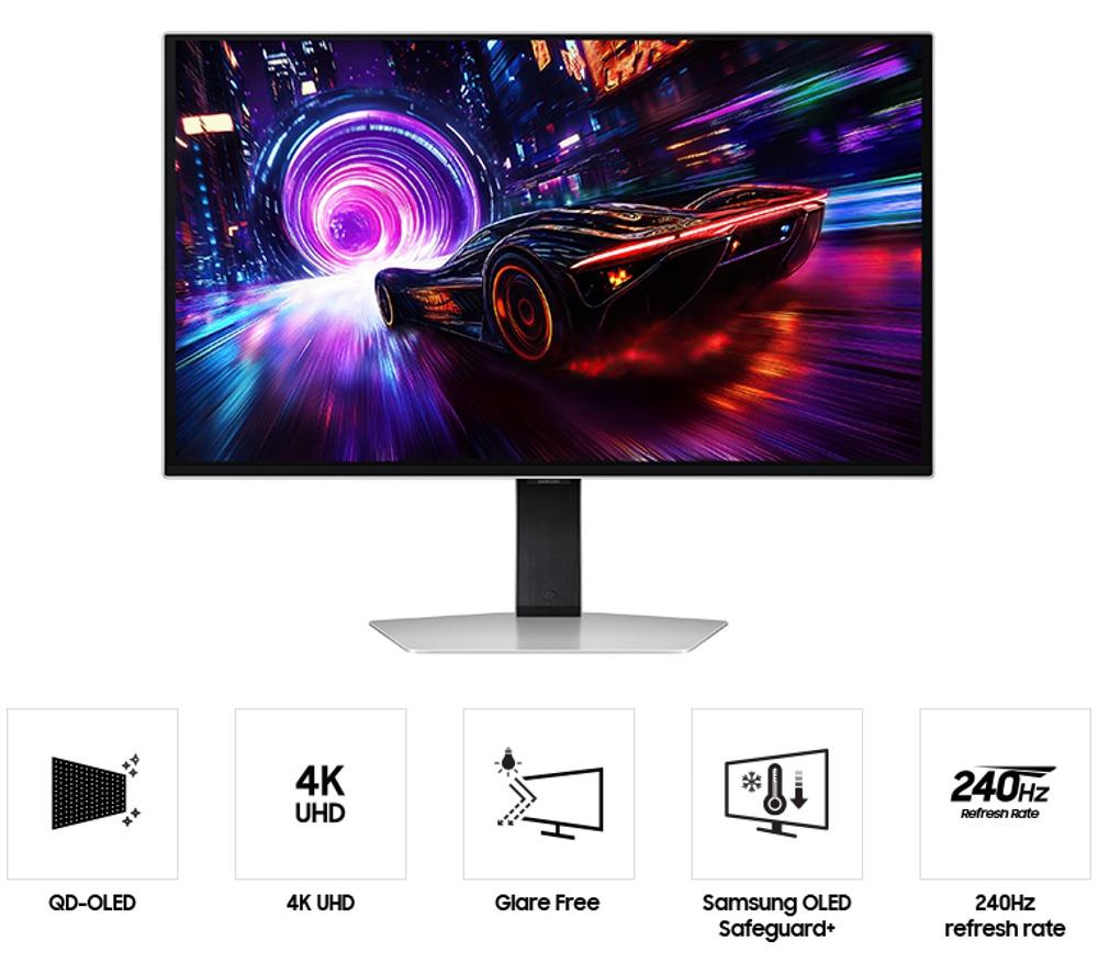 SAMSUNG Odyssey G8 LS27FG810SUXXU 4K Ultra HD 27" QD-OLED Gaming Monitor - Silver image number 4 of 19