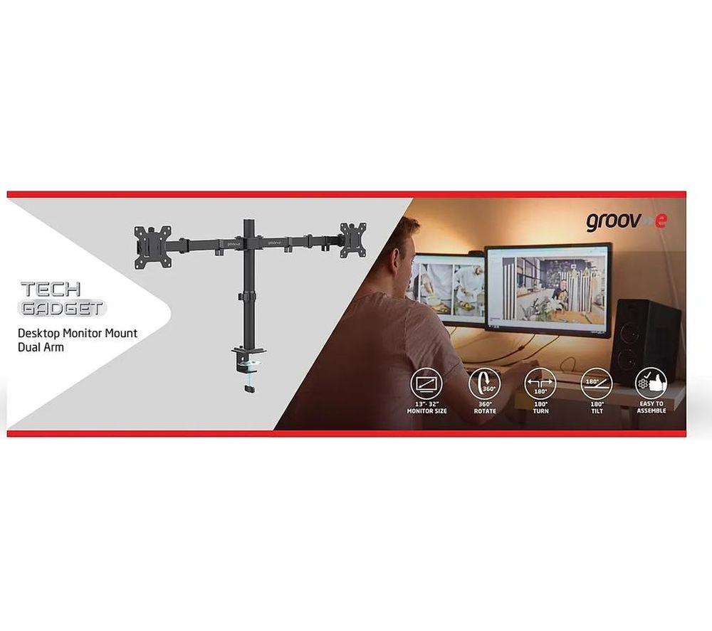 GROOV-E GV-PC26-BK Dual Arm Tilt & Swivel 32" Monitor Desk Mount image number 7 of 7