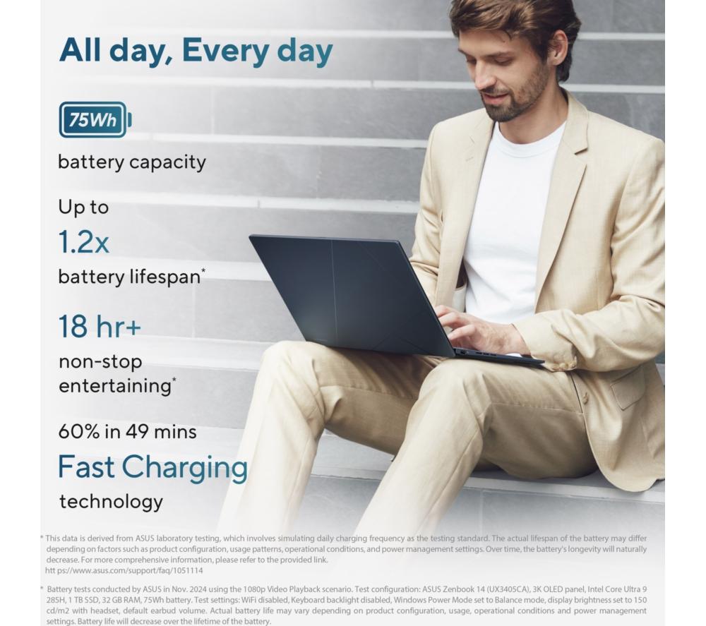 ASUS Zenbook 14 OLED 14" Laptop - Intel&reg; Core&trade; Ultra 9, 1 TB SSD, Ponder Blue image number 13 of 18