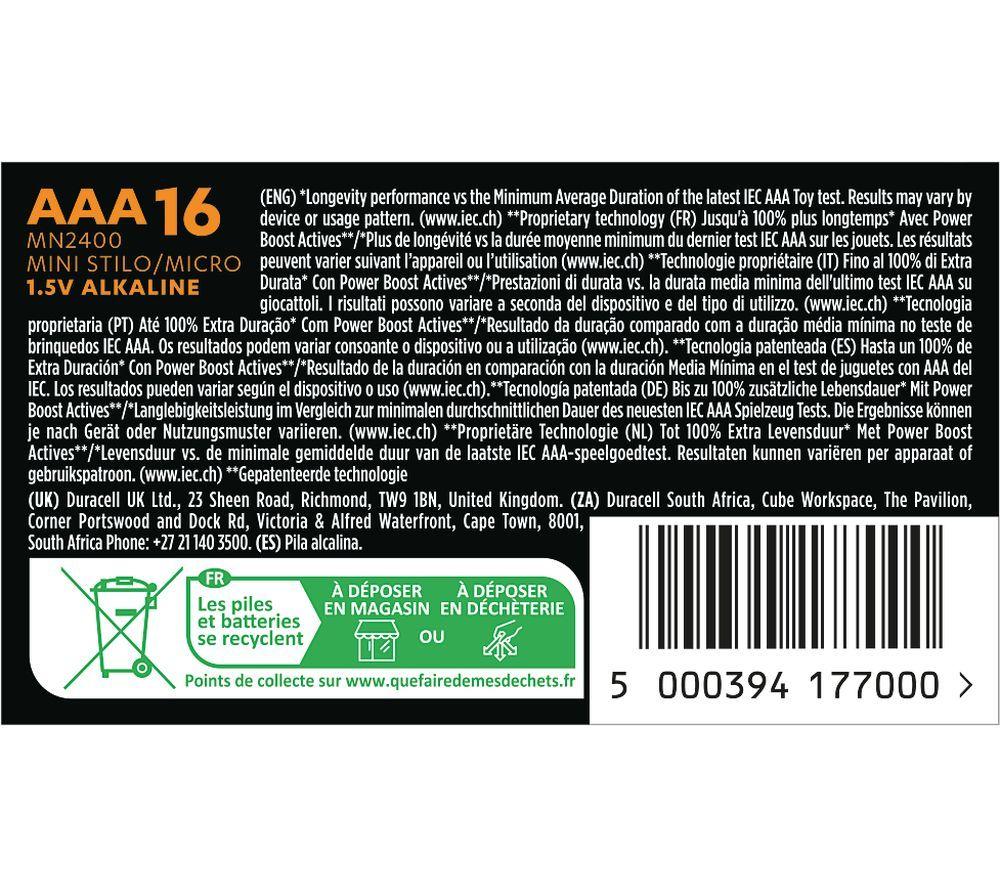 DURACELL Plus AAA Alkaline Batteries with Power Boost - Pack of 16 image number 2 of 2