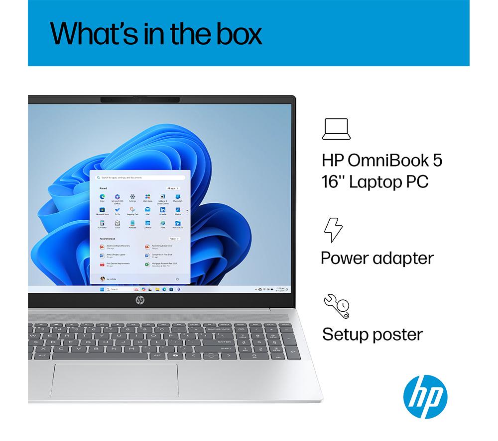 HP OmniBook 5 16" Laptop - Intel&reg; Core&trade; i7, 512 GB SSD, Silver image number 5 of 23