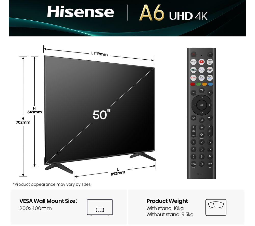 HISENSE A6Q 50" LED 4K HDR Smart TV with Freely - 50A6QTUK image number 2 of 15