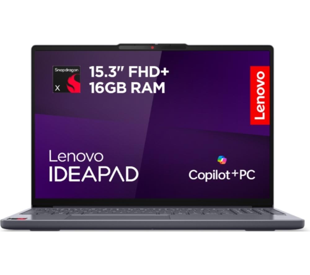 LENOVO IdeaPad Slim 3 15.3inch Laptop, Copilot PC - Snapdragon X, 256 GB SSD, Luna Grey