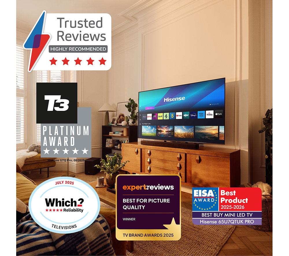 HISENSE U7Q PRO 75" Mini LED 4K 165Hz Smart AI TV with Freely - 75U7QTUK PRO image number 15 of 16