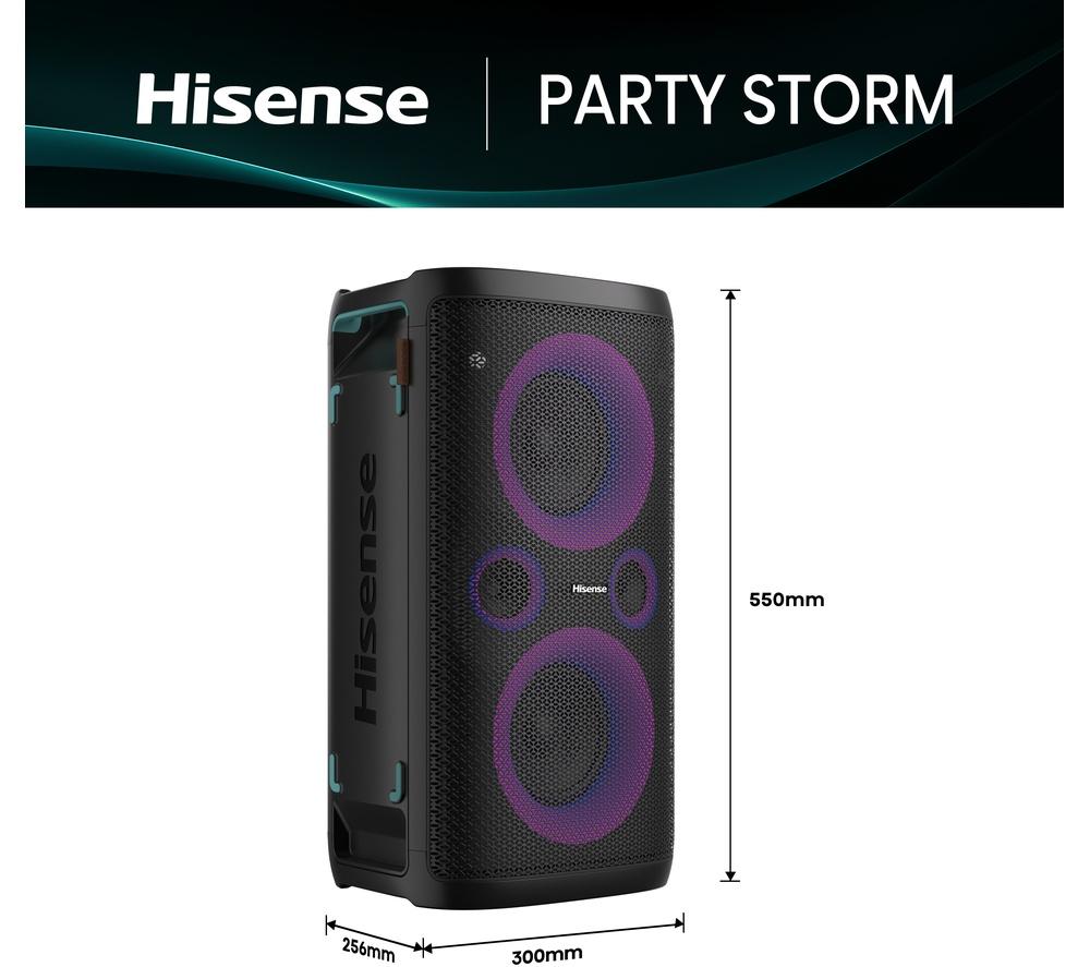 HISENSE Party Storm Bluetooth Megasound Party Speaker - Black image number 3 of 13