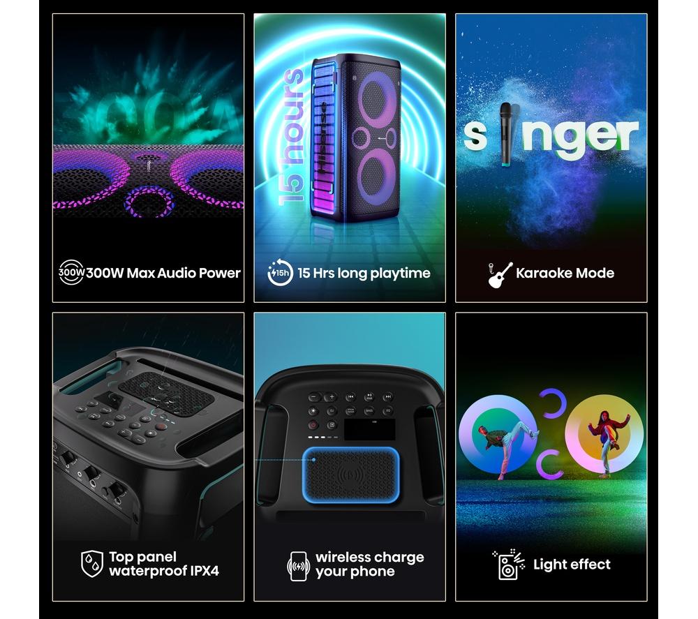 HISENSE Party Storm Bluetooth Megasound Party Speaker - Black image number 4 of 13