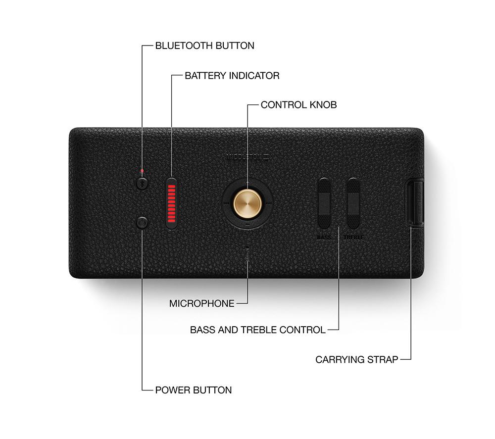 MARSHALL Middleton II Portable Bluetooth Speaker - Black & Brass image number 6 of 10