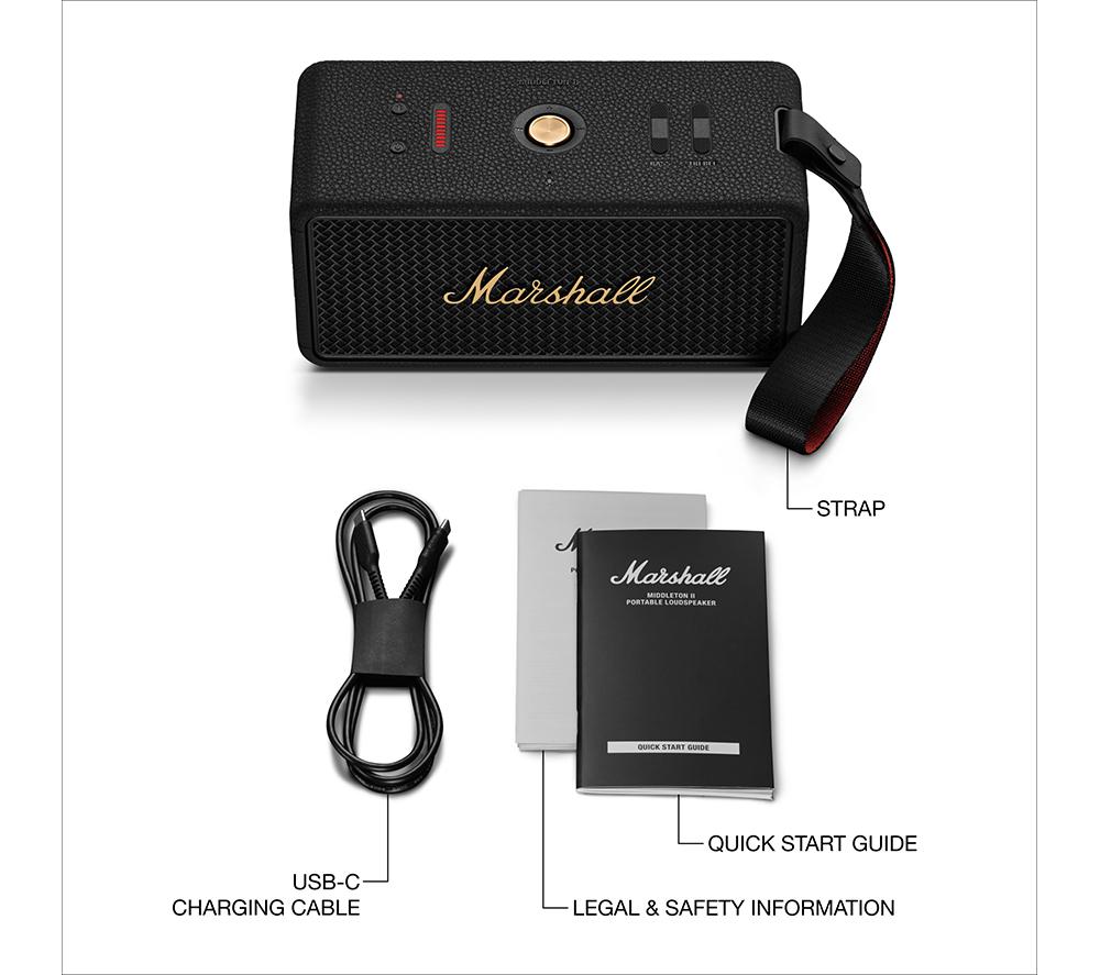 MARSHALL Middleton II Portable Bluetooth Speaker - Black & Brass image number 10 of 10