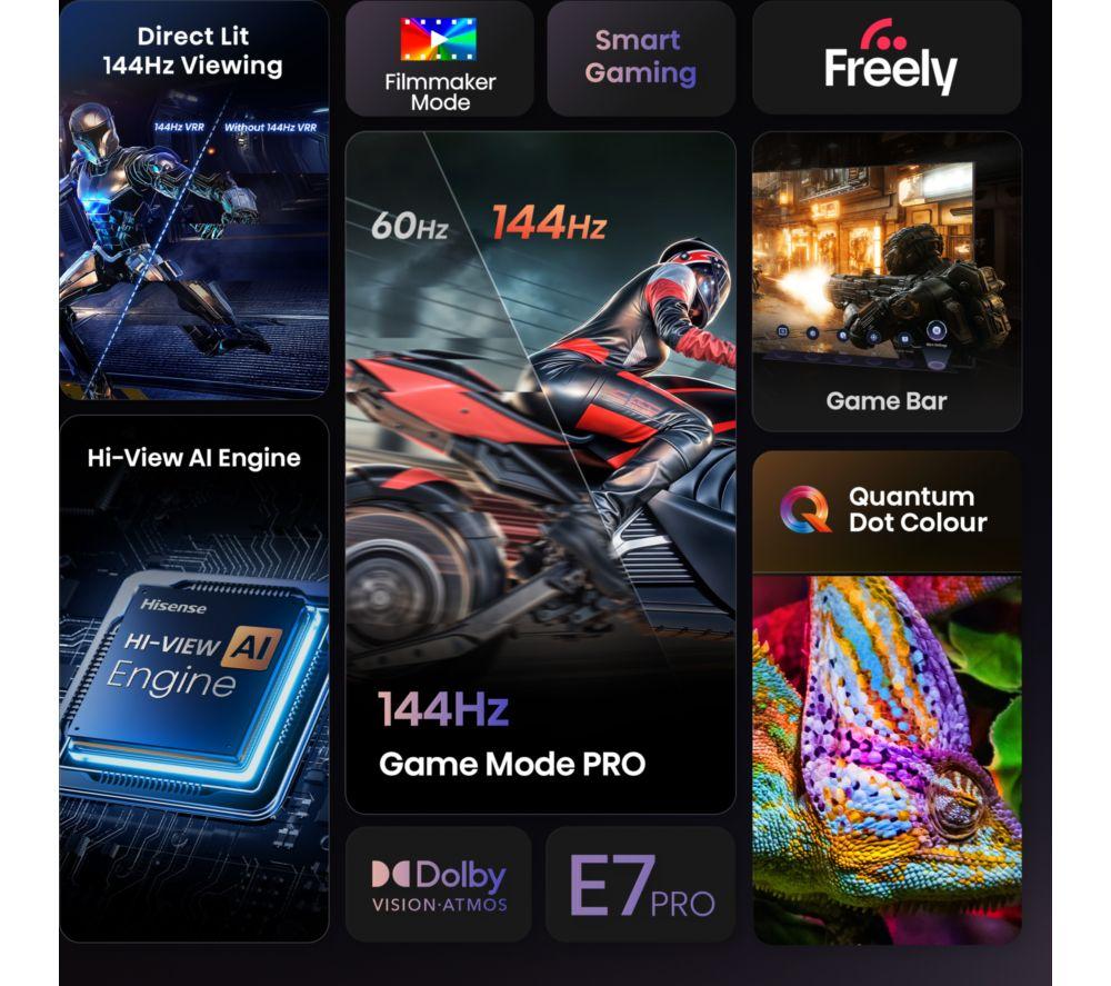 HISENSE E7Q PRO 100" QLED 4K HDR Smart TV with Freely - 100E7QTUK PRO image number 3 of 16