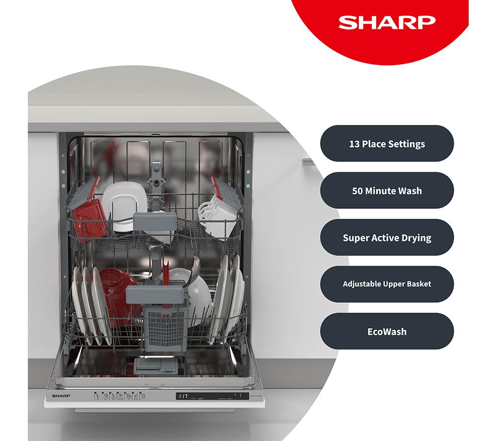 SHARP QW-NI1FI47D3X-EN Full-size Fully Integrated Dishwasher image number 3 of 10