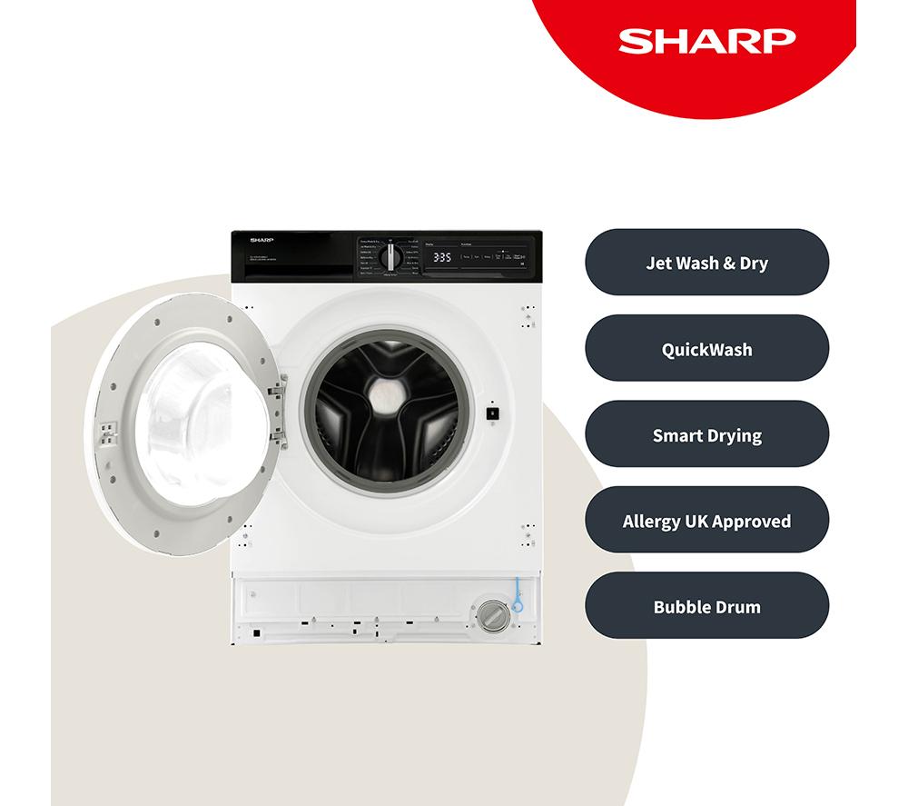 SHARP ES-NDIH814BWA1-EN Integrated 8 kg Washer Dryer - White image number 3 of 10