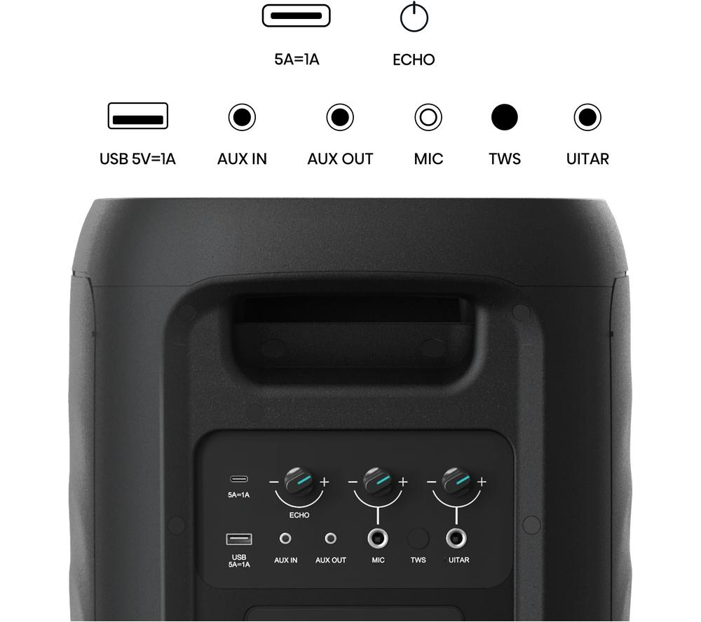 HISENSE Party Thunder Bluetooth Megasound Party Speaker - Black image number 11 of 13
