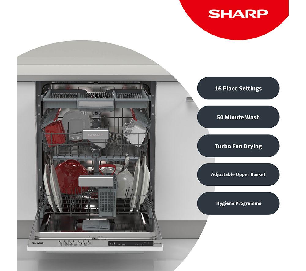 SHARP QW-NI1FI45D6X-EN Full-size Fully Integrated Dishwasher image number 3 of 13