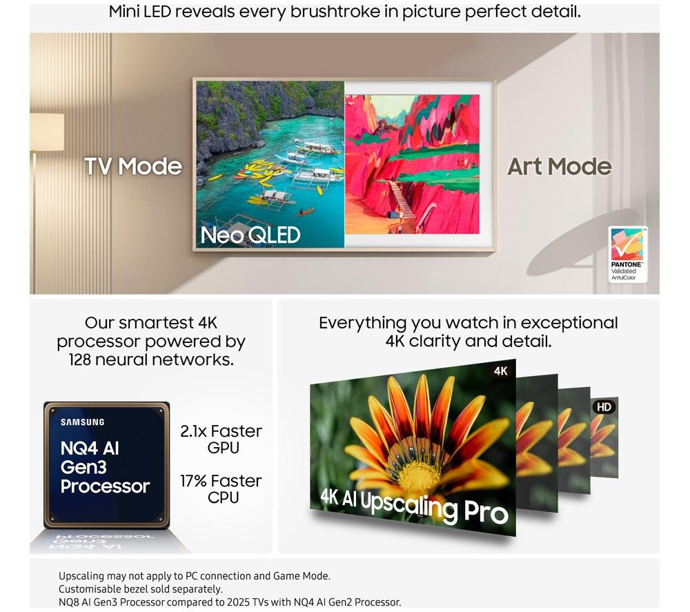SAMSUNG The Frame Pro (2025) 85" Neo QLED 4K Art Mode Smart AI TV with Slim Fit Wall Mount - QE85LS03FW image number 3 of 15