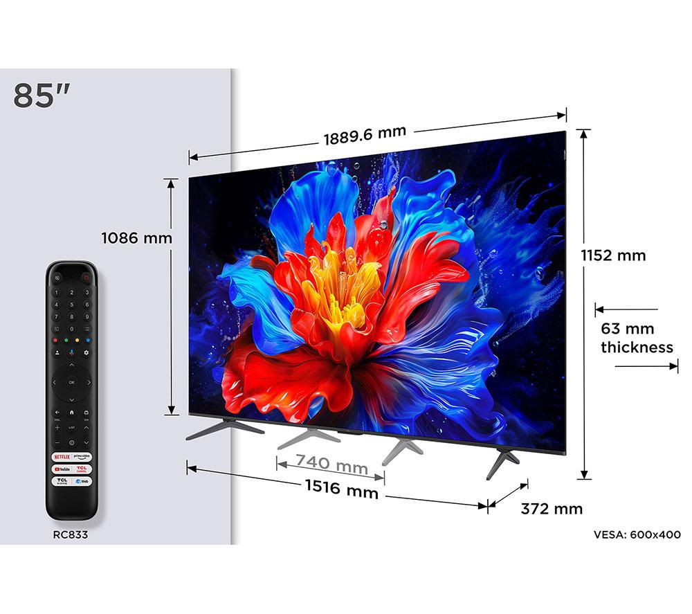 TCL 85P8K 85" Smart 4K Ultra HD HDR QLED TV image number 3 of 18