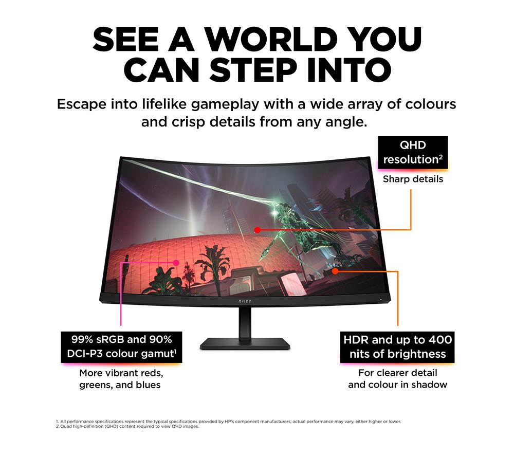 HP OMEN 32c Quad HD 31.5" LED Gaming Monitor - Black image number 3 of 16