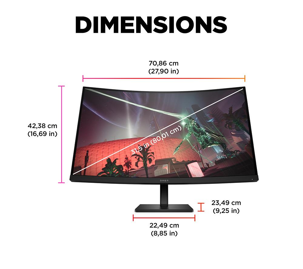 HP OMEN 32c Quad HD 31.5" LED Gaming Monitor - Black image number 8 of 16