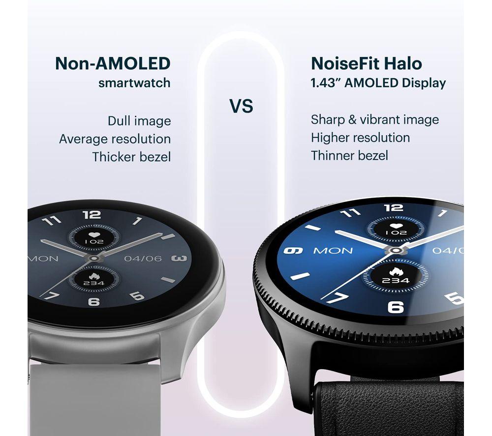NOISE NoiseFit Halo Smart Watch - Jet Black, Silicone Strap image number 3 of 5