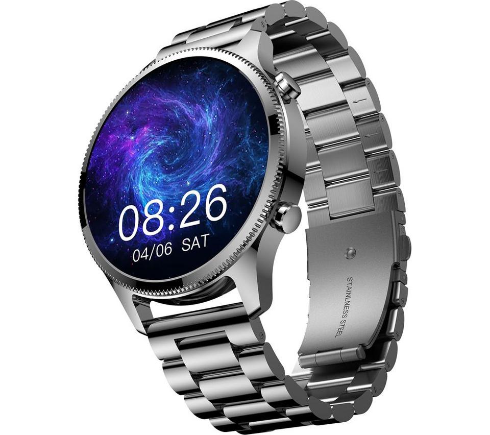 NOISE NoiseFit Halo Plus Smart Watch - Elite Silver, Metal Strap