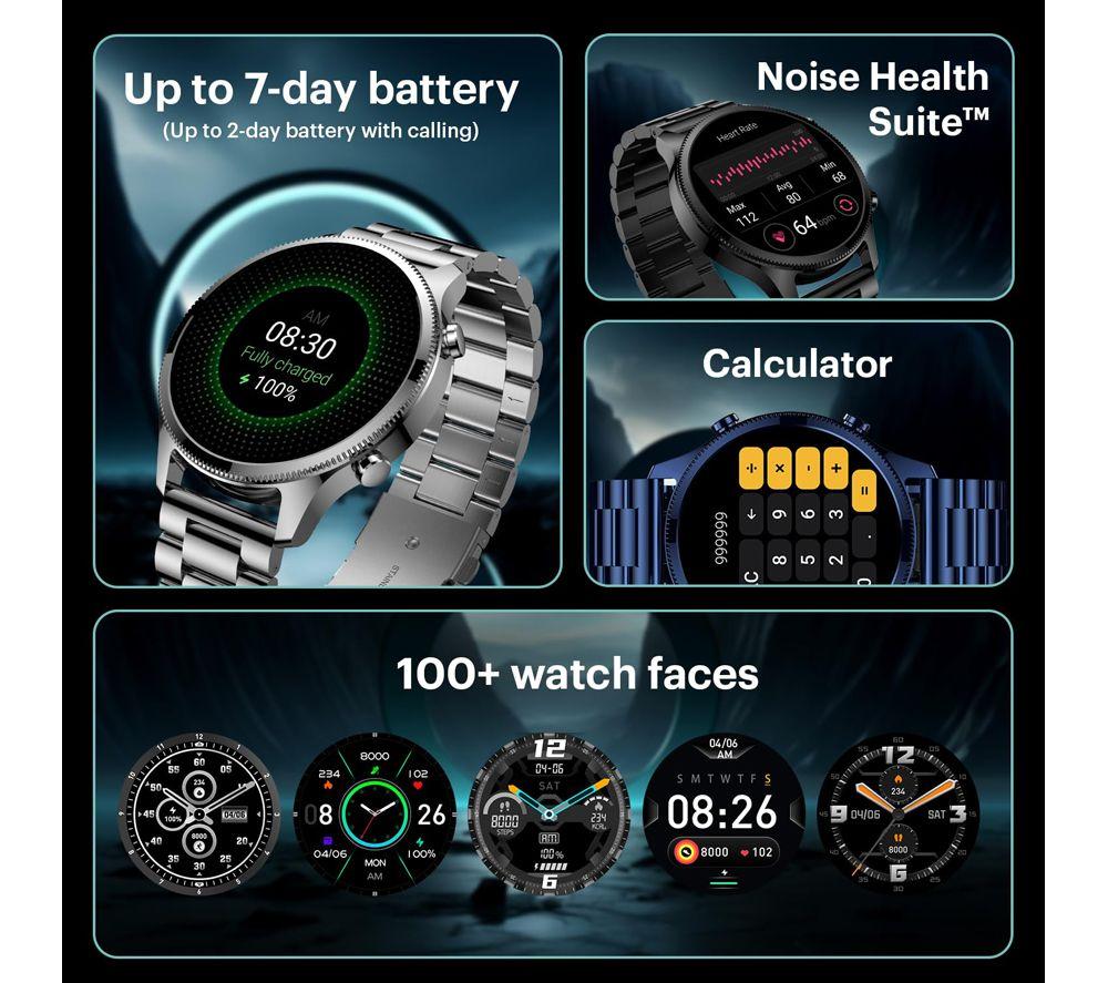 NOISE NoiseFit Halo Plus Smart Watch - Elite Silver, Metal Strap image number 2 of 6