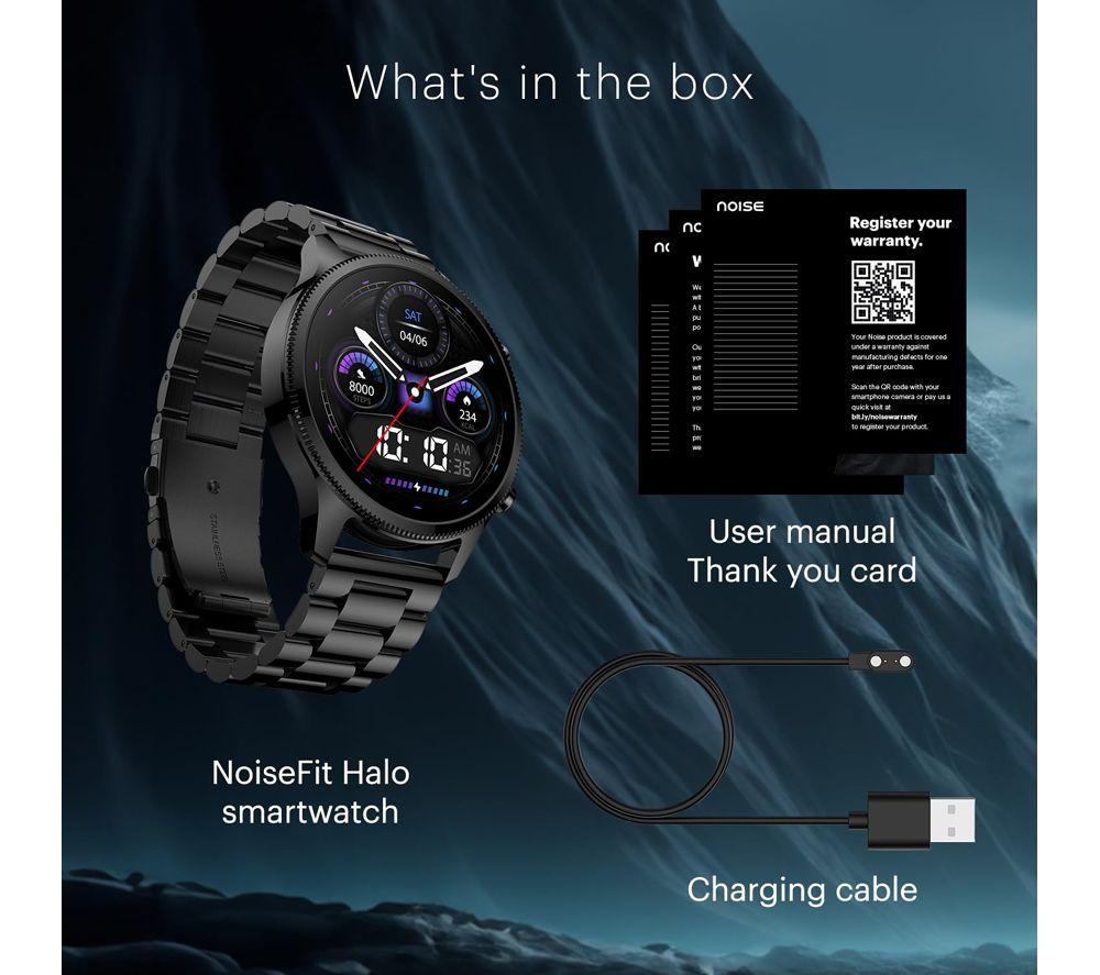 NOISE NoiseFit Halo Plus Smart Watch - Elite Silver, Metal Strap image number 6 of 6