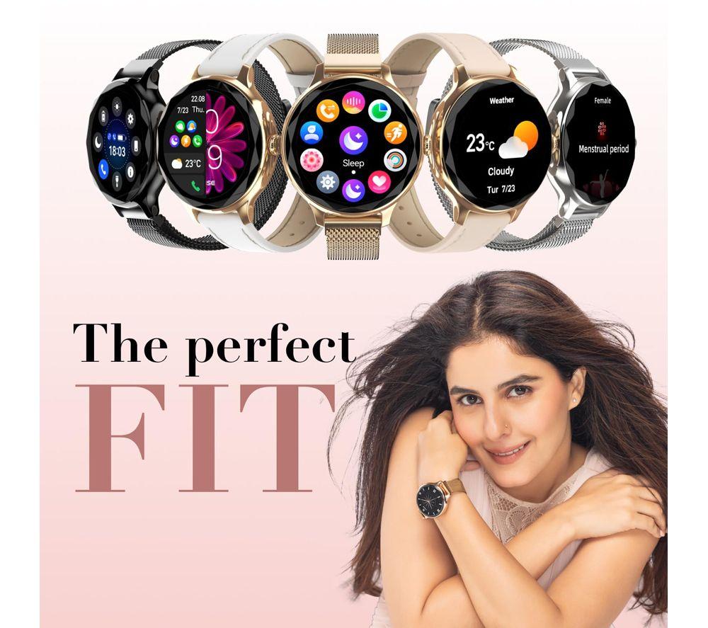 NOISE NoiseFit Diva Smart Watch - Silver Link, Metal Strap image number 7 of 9