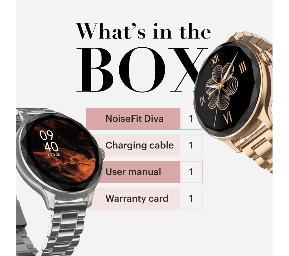 NOISE NoiseFit Diva Smart Watch - Silver, Metal Strap image number 6 of 6