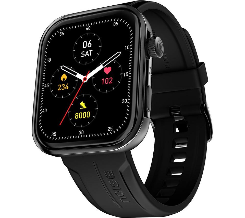 NOISE ColorFit Pro 5 Max Smart Watch - Jet Black with Black Leather Band
