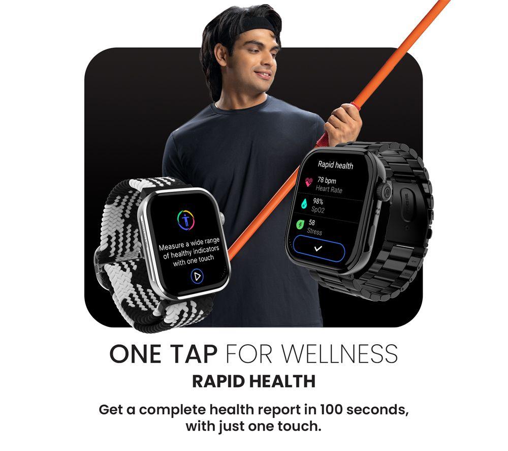 NOISE ColorFit Pro 5 Max Smart Watch - Jet Black with Black Leather Band image number 5 of 6