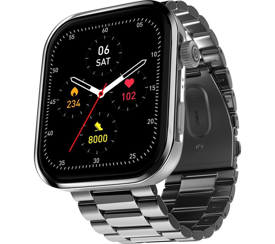 NOISE ColorFit Pro 5 Max Smart Watch - Elite Silver with Metal Strap